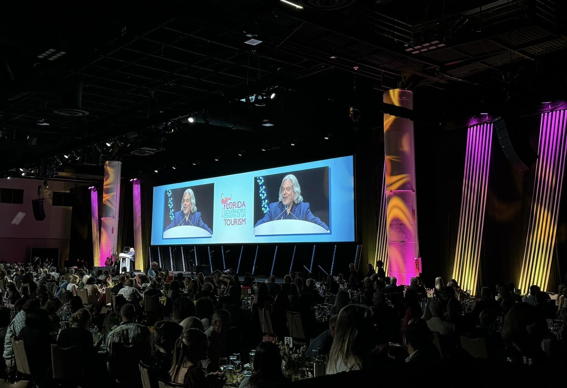 AV for corporate show for more than 800 tourism professionals throughout the state of Florida. Custom set design with rigged sound, lighting and projection at Tampa Bay Convention Center