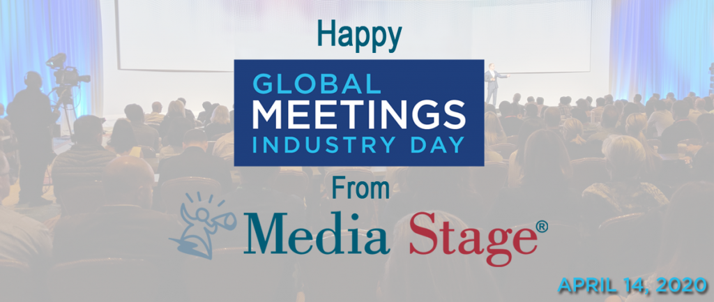 Banner with the text "Happy Global Meetings Industry Day from Media Stage"