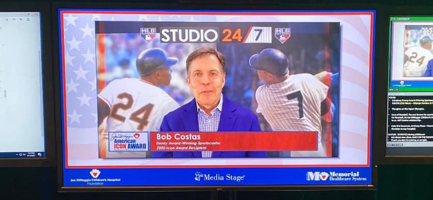 Screen showing a baseball virtual show